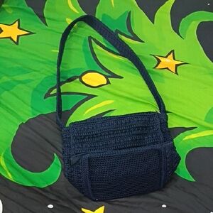 Elegant Navy Blue Handwoven Bag
